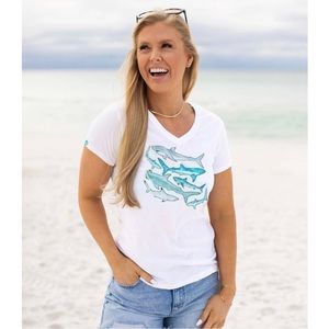30A Shark Shirt Short Sleeve V Neck Tee size Small